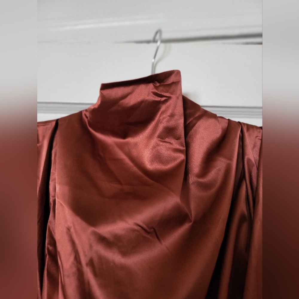 Copper high neck Silk Bodycon Party mini dress